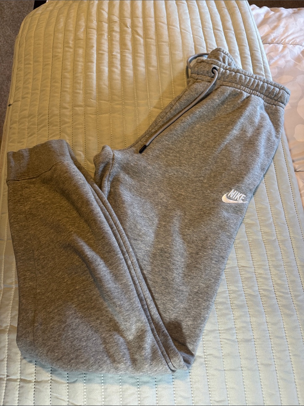 Nike Gray Pullover Track Joggers with White Swoosh